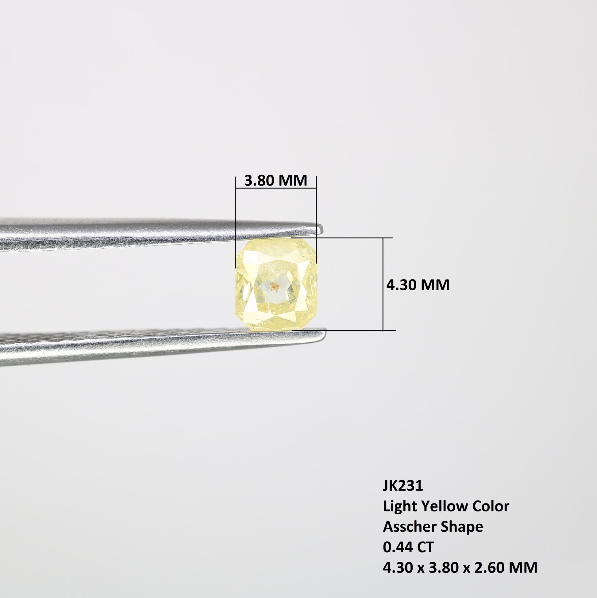 0.44 CT Light Yellow Loose Asscher Shape Diamond for Engagement Ring and Custom Bridal Jewelry Design - JayKrishna Diamond
