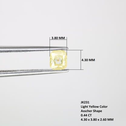 0.44 CT Light Yellow Loose Asscher Shape Diamond for Engagement Ring and Custom Bridal Jewelry Design - JayKrishna Diamond