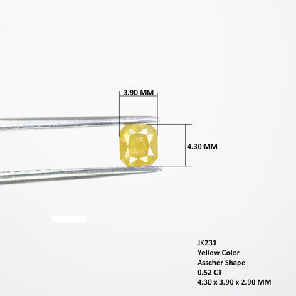 0.52 CT Asscher Shape Yellow Diamond For Engagement Ring - JayKrishna Diamond