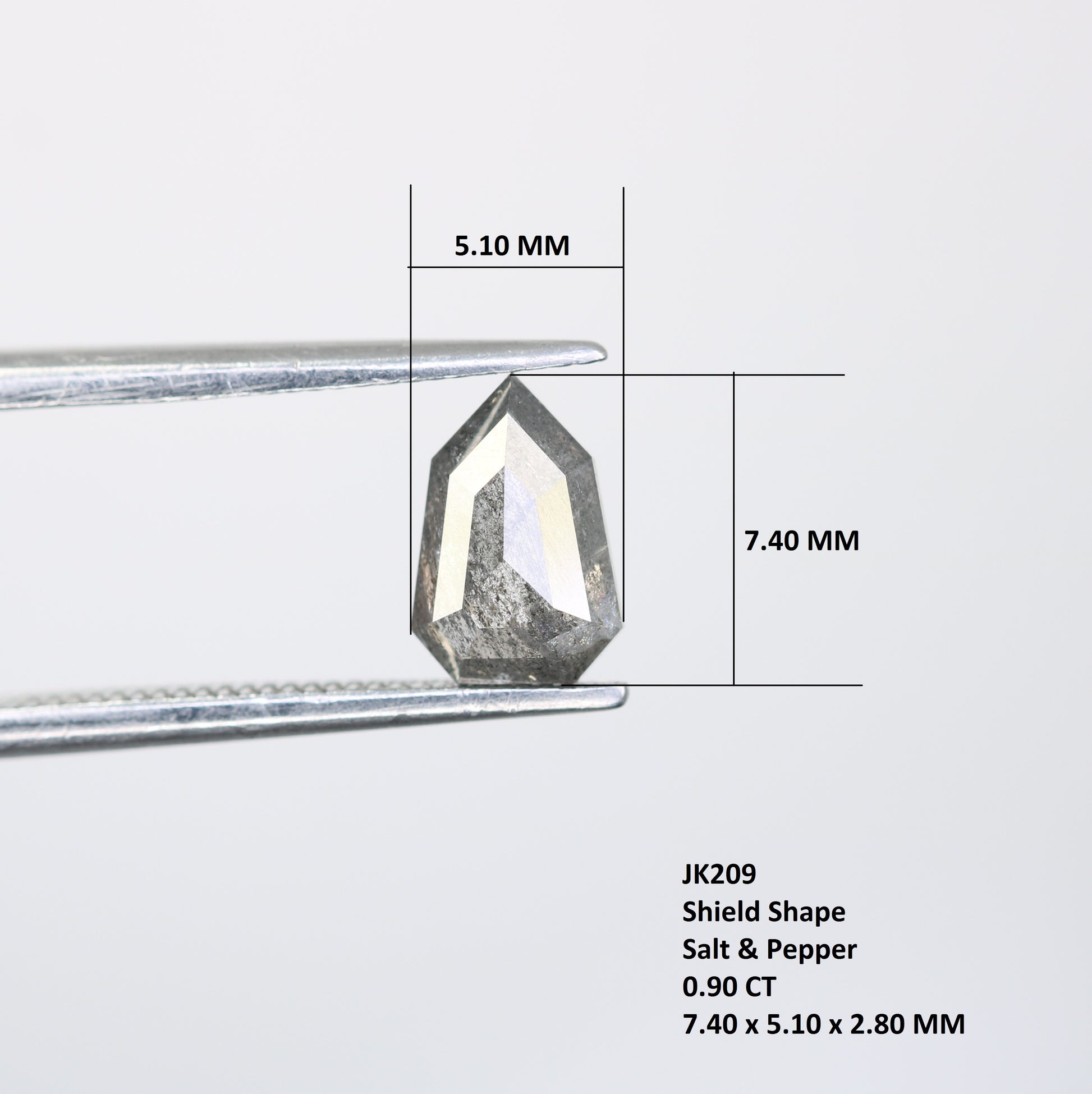 0.90 Carat Shield Shape Loose Salt And Pepper Diamond - JayKrishna Diamond