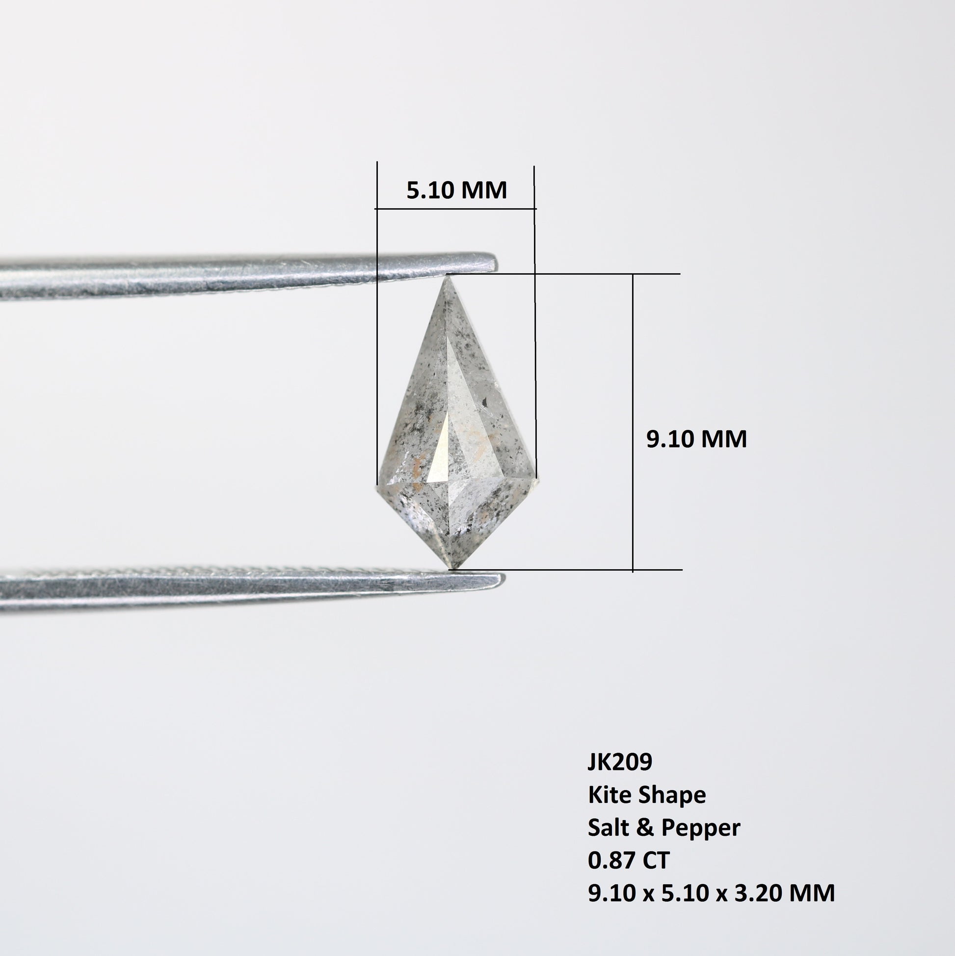 Kite Shape Diamond 0.87 Carat Loose Salt And Pepper Diamond Ring - JayKrishna Diamond