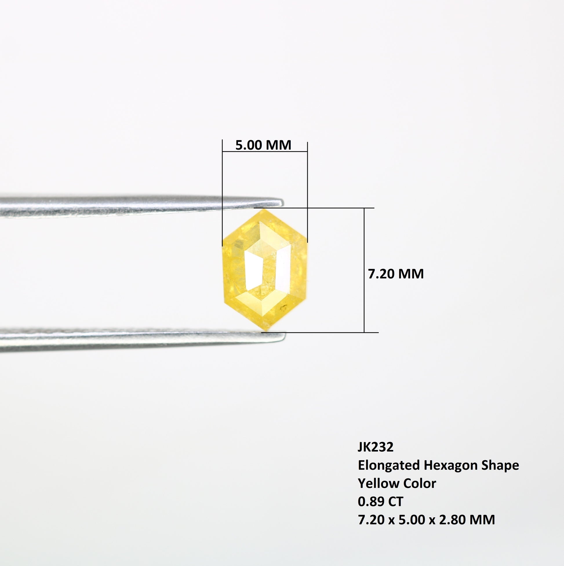 0.89 CT 7.20 MM Yellow Elongated Hexagon Shape Diamond For Wedding Ring - JayKrishna Diamond