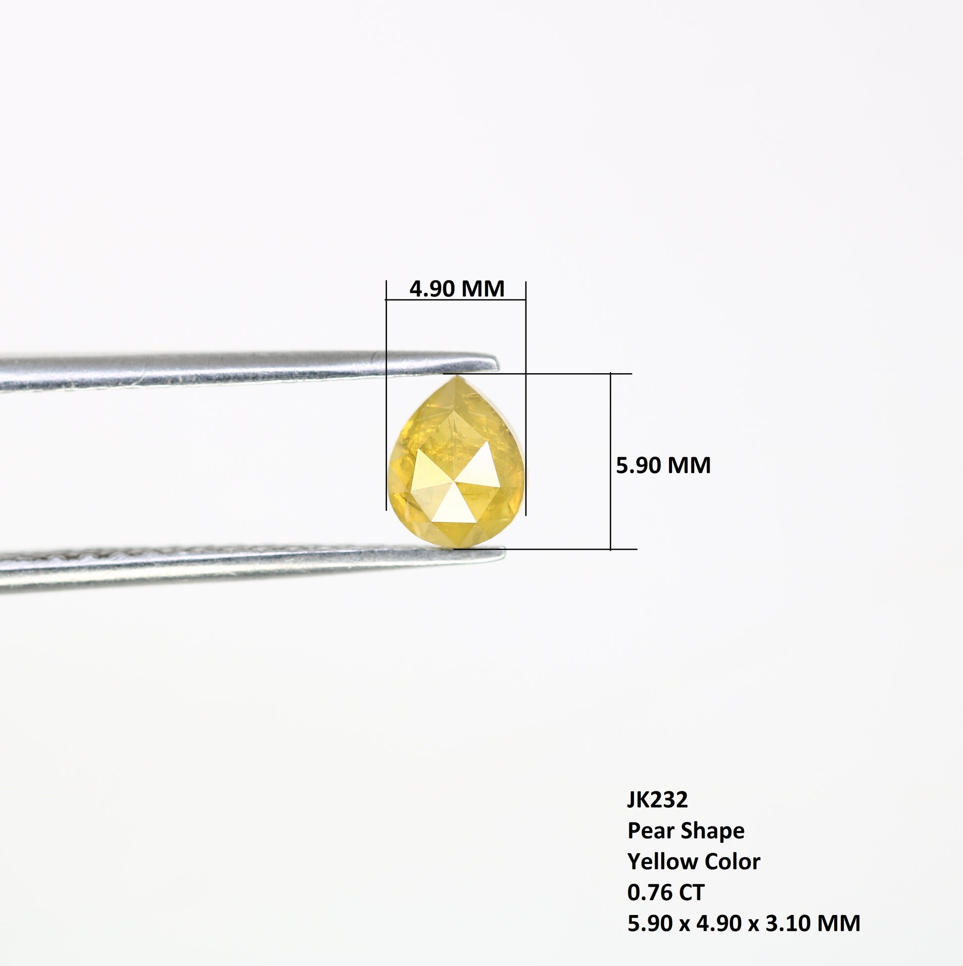 0.76 CT 5.90 MM Pear Shape Yellow Diamond For Engagement Ring - JayKrishna Diamond