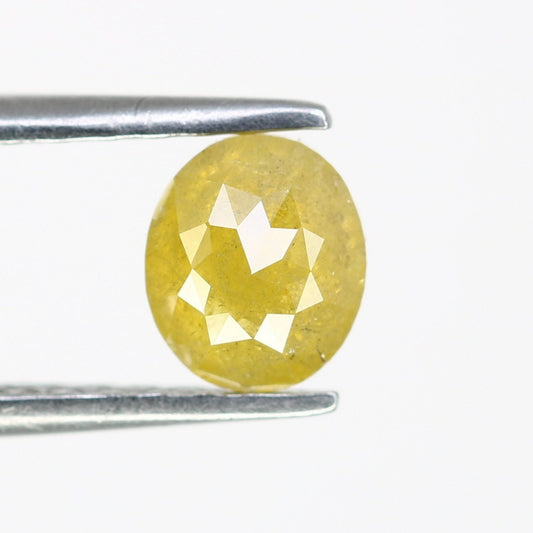 0.74 CT 5.8 x 5.0 MM Natural Yellow Rustic Ova Cut Diamond For Engagement Ring - JayKrishna Diamond