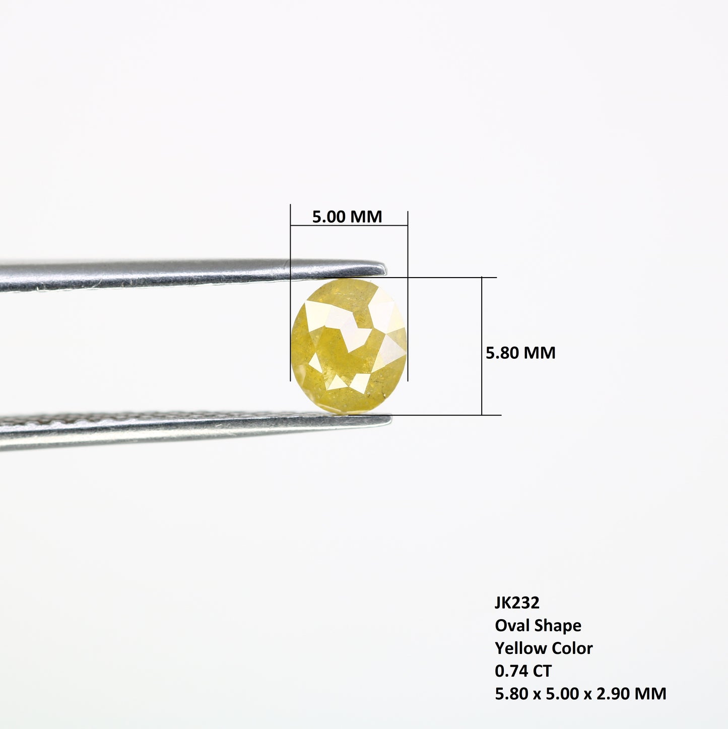 0.74 CT 5.8 x 5.0 MM Natural Yellow Rustic Ova Cut Diamond For Engagement Ring - JayKrishna Diamond