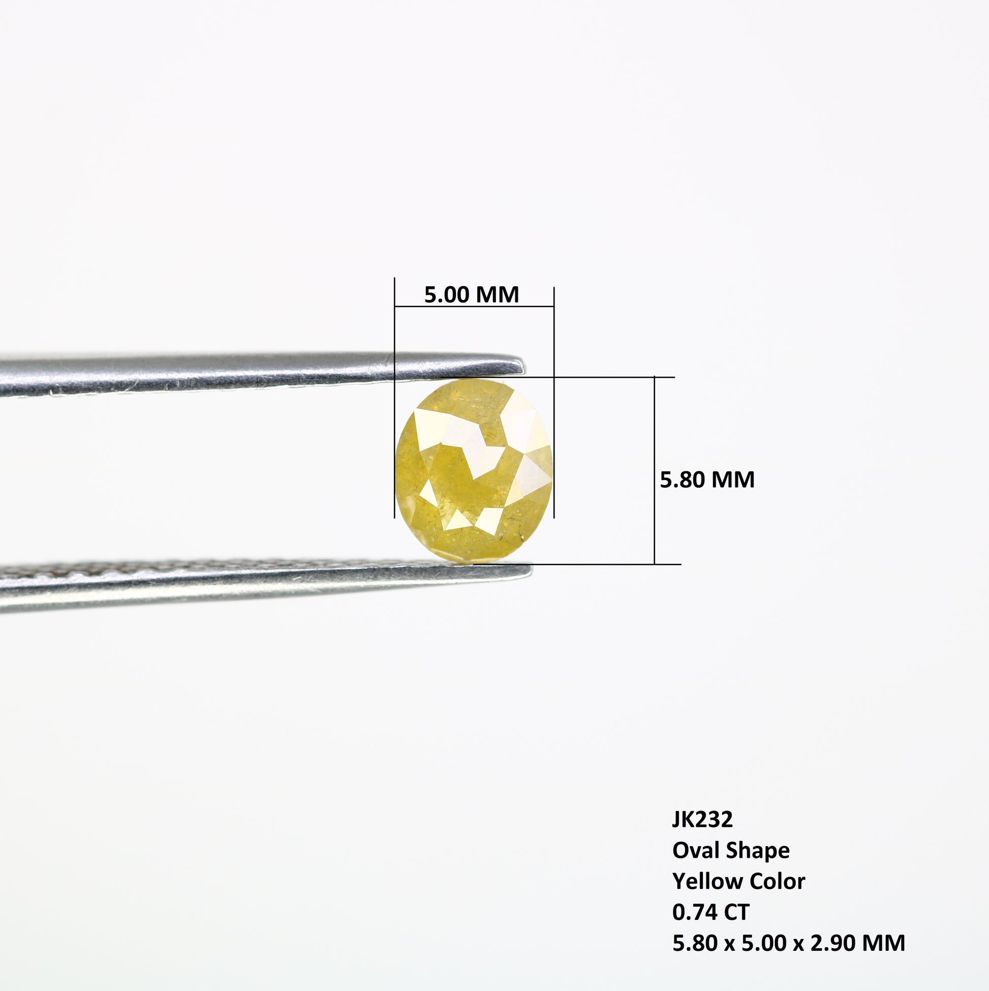 0.74 CT 5.8 x 5.0 MM Natural Yellow Rustic Ova Cut Diamond For Engagement Ring - JayKrishna Diamond