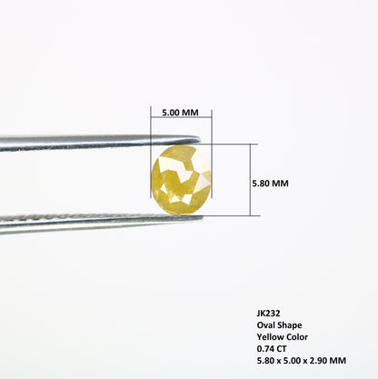 0.74 CT 5.8 x 5.0 MM Natural Yellow Rustic Ova Cut Diamond For Engagement Ring - JayKrishna Diamond