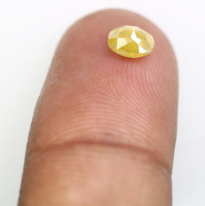 0.74 CT 5.8 x 5.0 MM Natural Yellow Rustic Ova Cut Diamond For Engagement Ring - JayKrishna Diamond