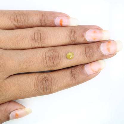 0.74 CT 5.8 x 5.0 MM Natural Yellow Rustic Ova Cut Diamond For Engagement Ring - JayKrishna Diamond