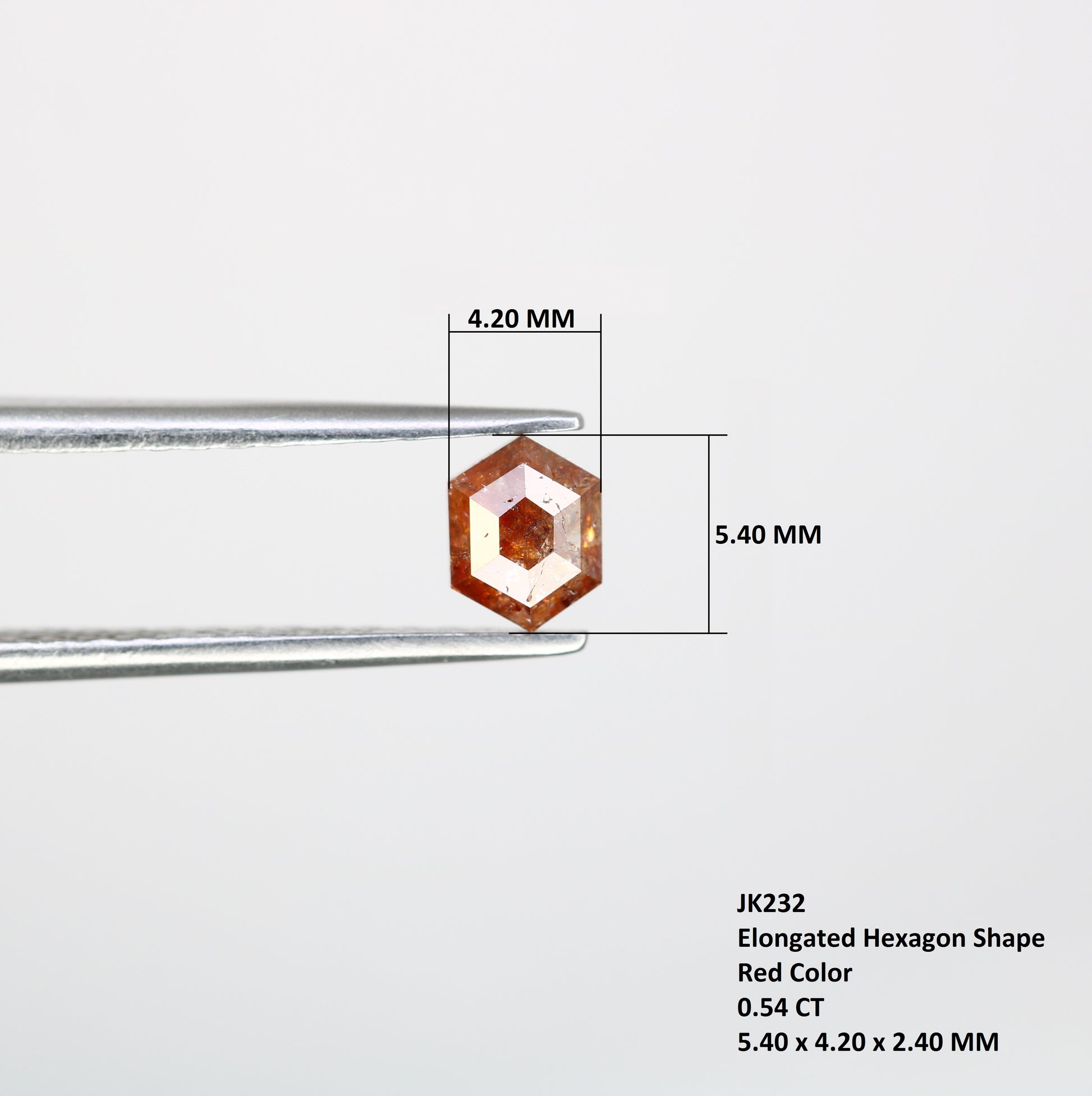 0.54 CT Elongated Hexagon Shape Natural Red Loose Diamond For Wedding Ring - JayKrishna Diamond