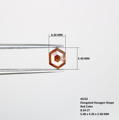 0.54 CT Elongated Hexagon Shape Natural Red Loose Diamond For Wedding Ring - JayKrishna Diamond