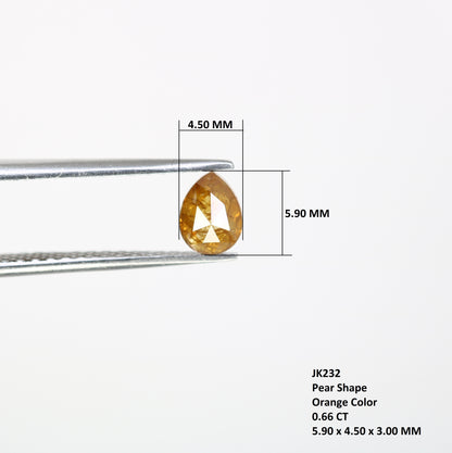 0.66 Carat Natural Orange Loose Pear Shaped Diamond for Wedding Ring - Unique Gemstone for Custom Bridal Jewelry Designs - JayKrishna Diamond