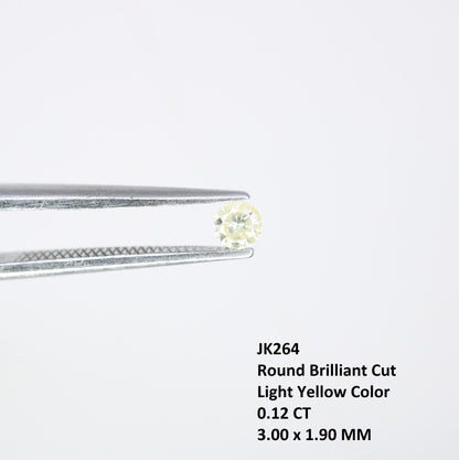 0.12 CT Round Brilliant Cut Natural Light Yellow Diamond – 3.00 x 1.90 MM, Ideal for Engagement Rings, Custom Jewelry, and Fine Accessories - JayKrishna Diamond