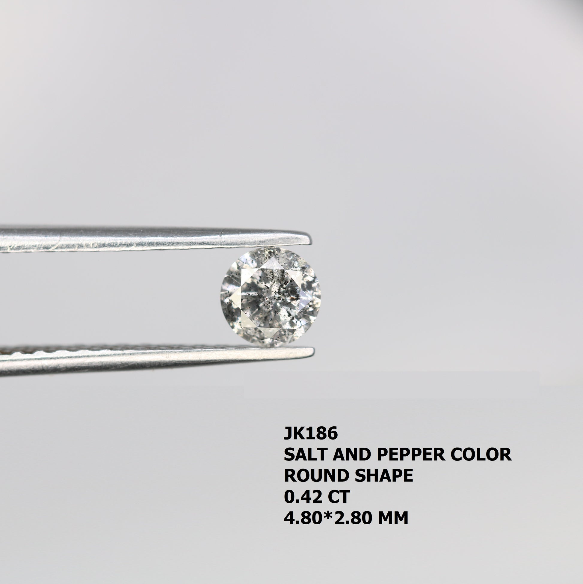 0.42 CT Round Brilliant Cut Salt and Pepper Loose Diamond for Engagement Ring and Custom Fine Jewelry - JayKrishna Diamond