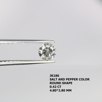 0.42 CT Round Brilliant Cut Salt and Pepper Loose Diamond for Engagement Ring and Custom Fine Jewelry - JayKrishna Diamond