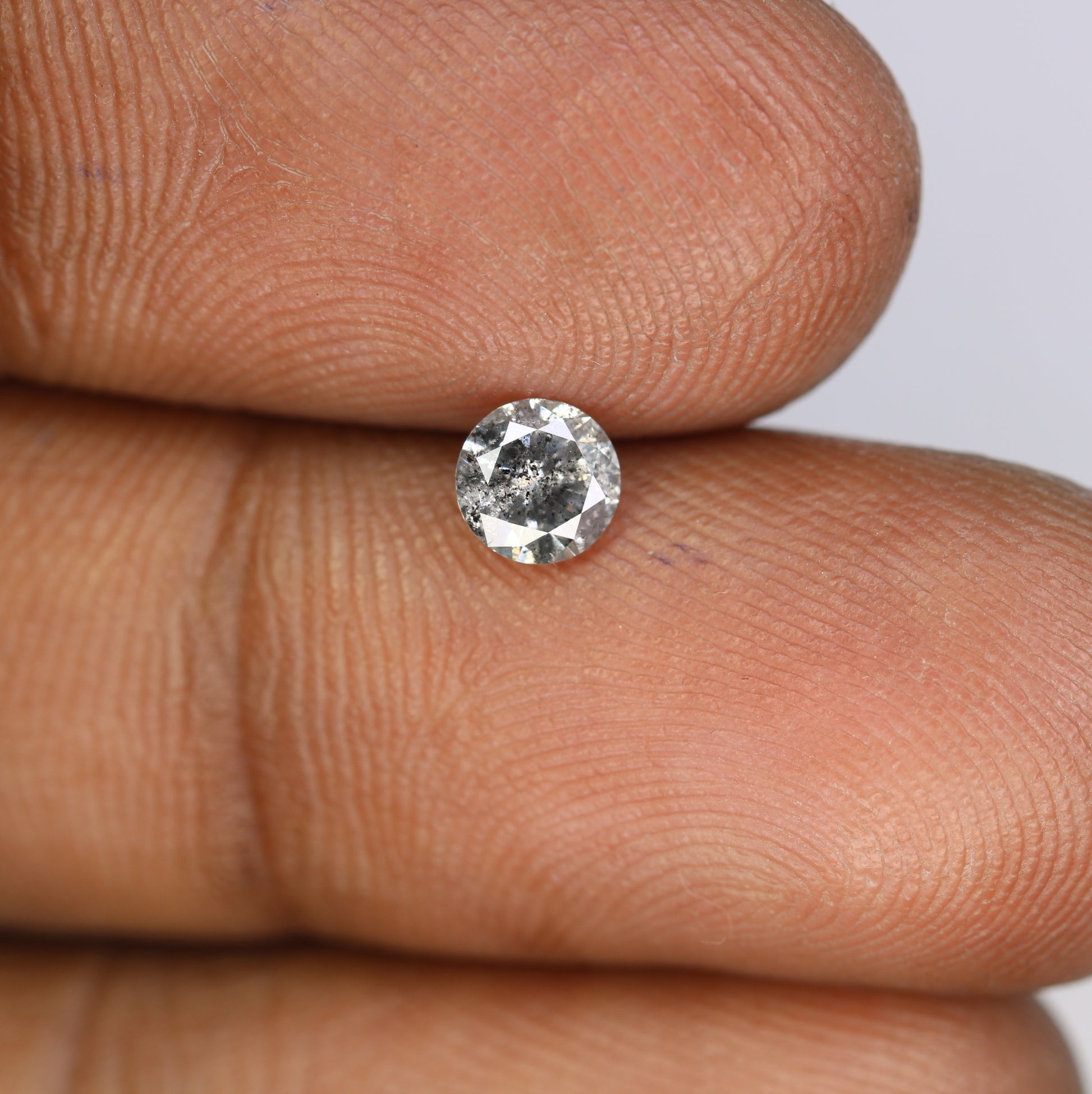 0.42 CT Round Brilliant Cut Salt and Pepper Loose Diamond for Engagement Ring and Custom Fine Jewelry - JayKrishna Diamond