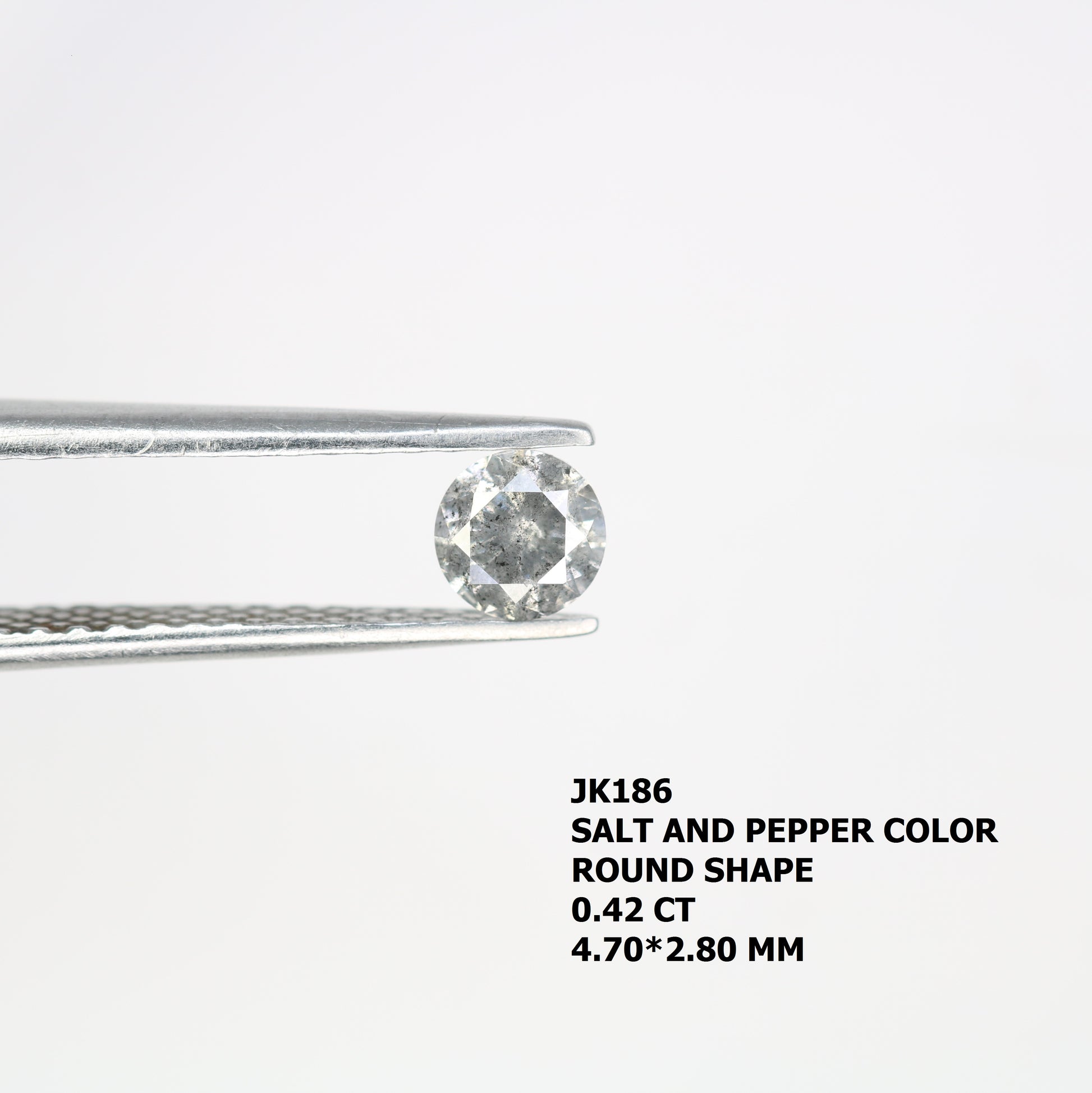 Unique 0.42 CT Salt & Pepper Round Brilliant Cut Diamond | Perfect for Engagement Rings - JayKrishna Diamond