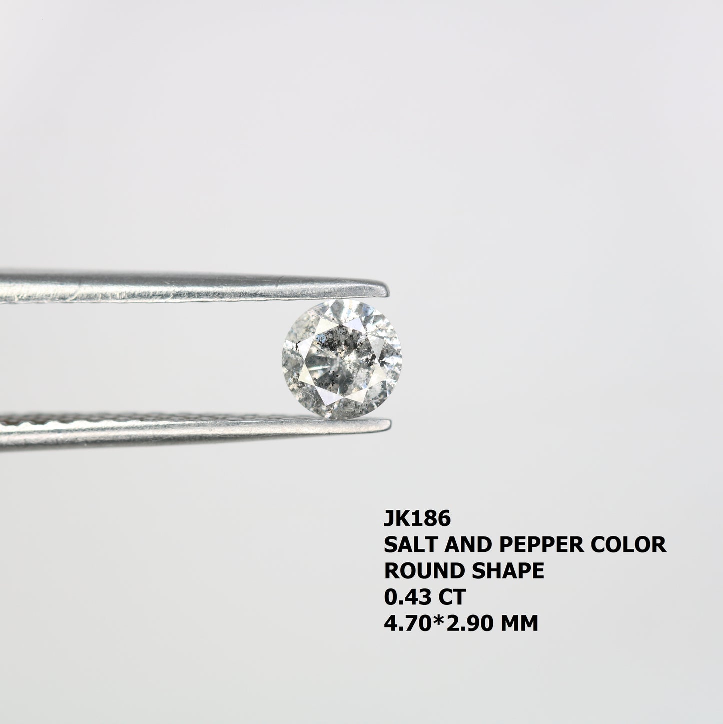 0.43 CT Round Brilliant Cut Salt and Pepper Natural Diamond for Engagement Ring and Unique Wedding Jewelry Design - JayKrishna Diamond