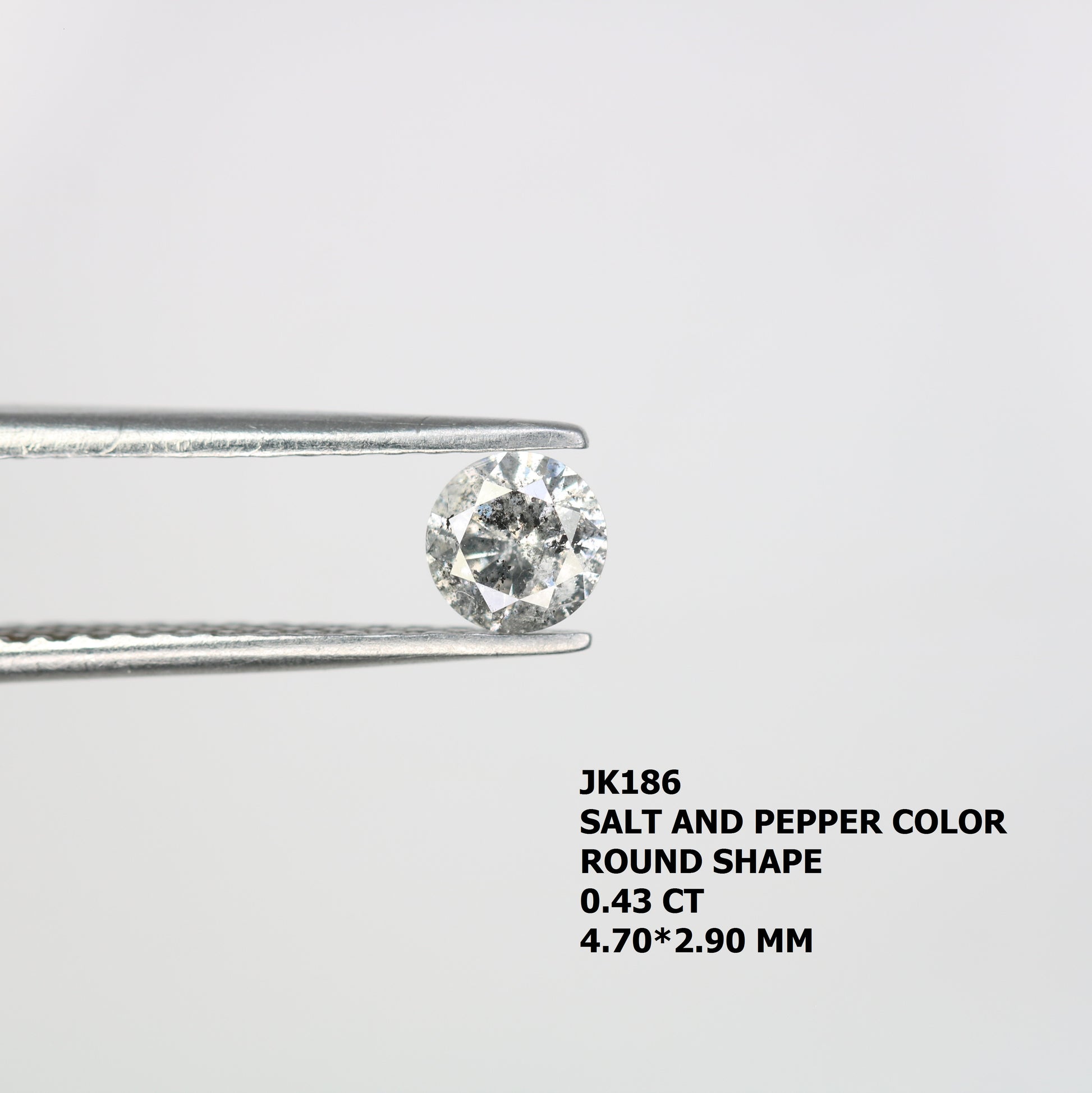 0.43 CT Round Brilliant Cut Salt and Pepper Natural Diamond for Engagement Ring and Unique Wedding Jewelry Design - JayKrishna Diamond