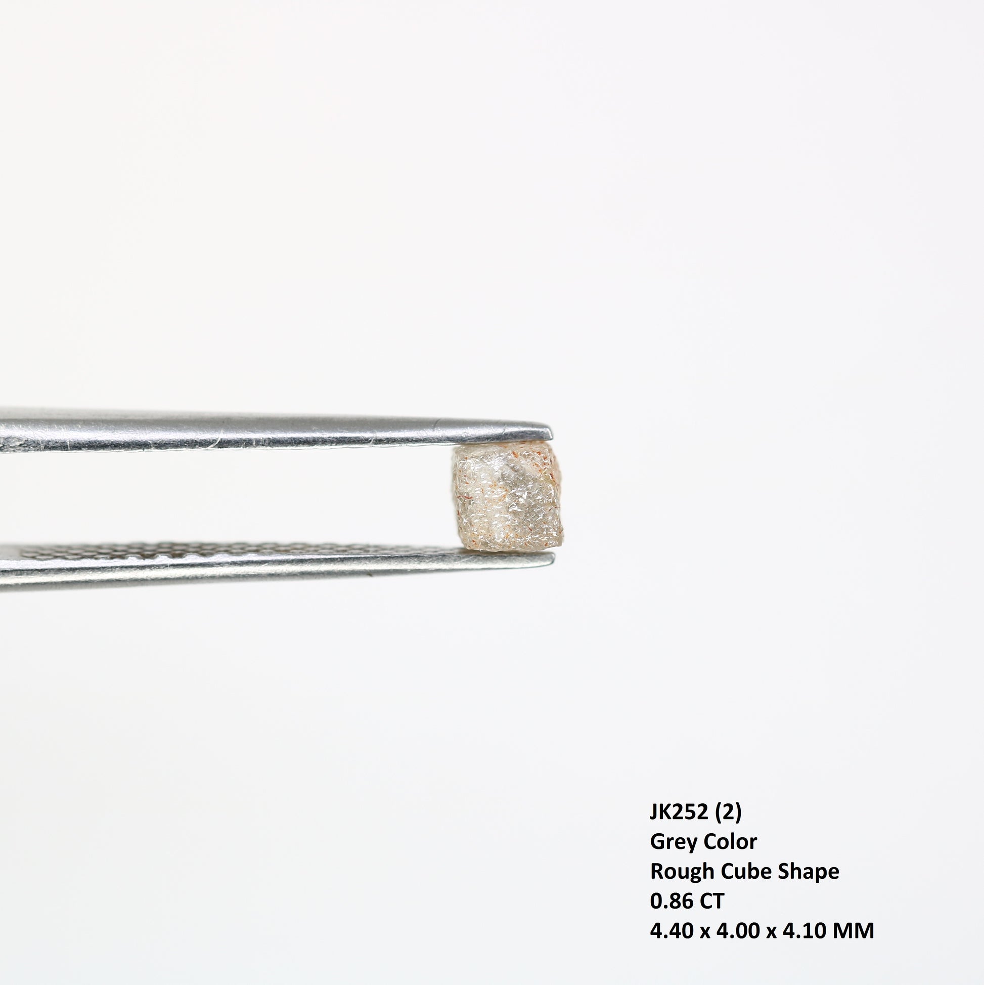 0.86 CT 4.40 MM Grey Rough Diamond Congo Cube Loose Uncut Raw Diamond For Wedding Ring - JayKrishna Diamond