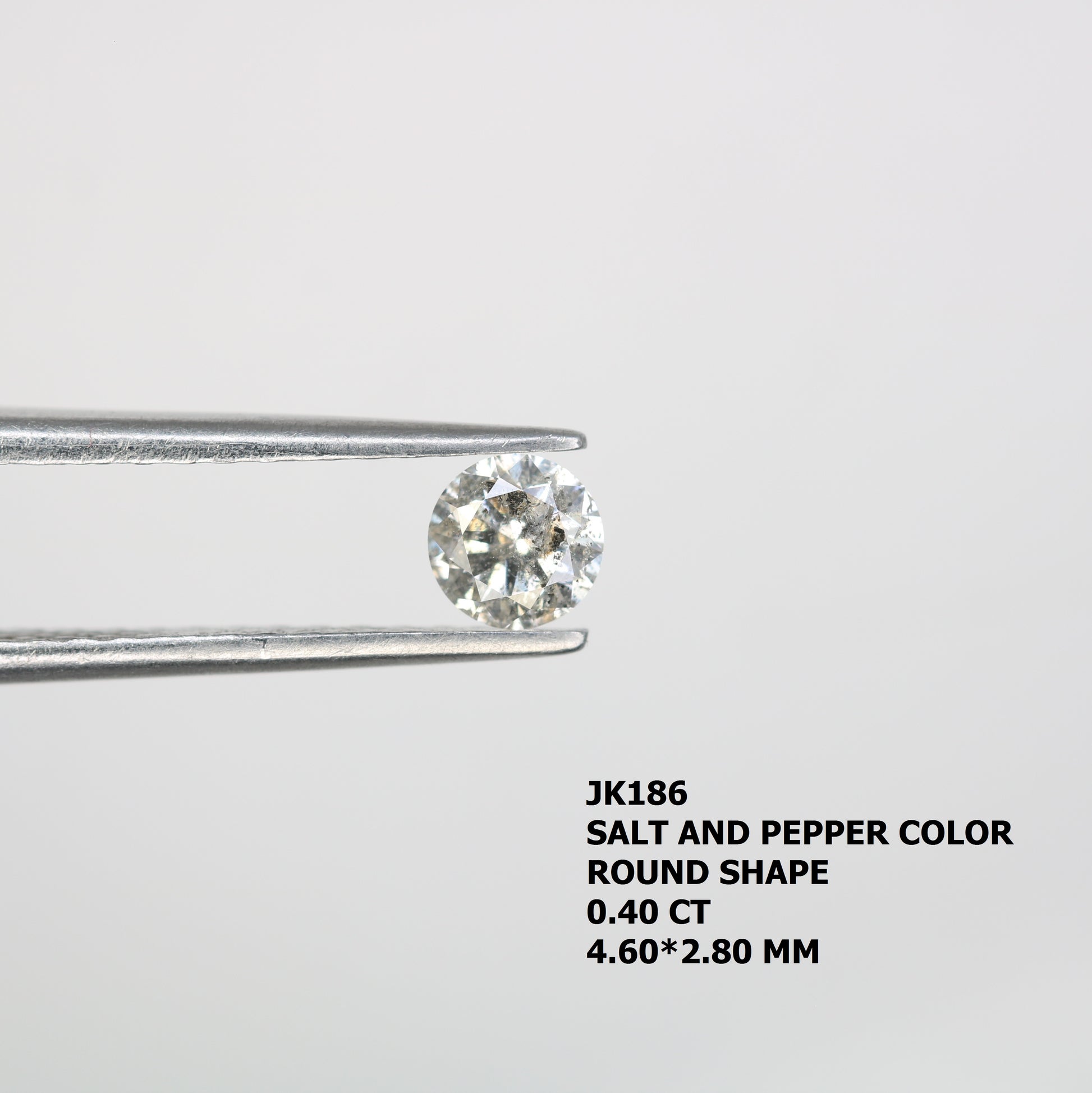 0.40 CT  Natural Salt And Pepper Round Brilliant Cut Diamond For Engagement Ring - JayKrishna Diamond