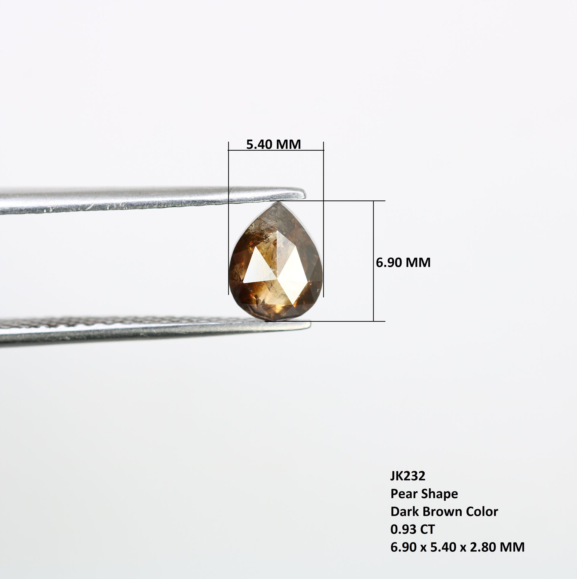 0.93 Carat 6.9MM Pear Shape Fancy Dark Brown Color Natural Loose Diamonds For Wedding Ring - JayKrishna Diamond