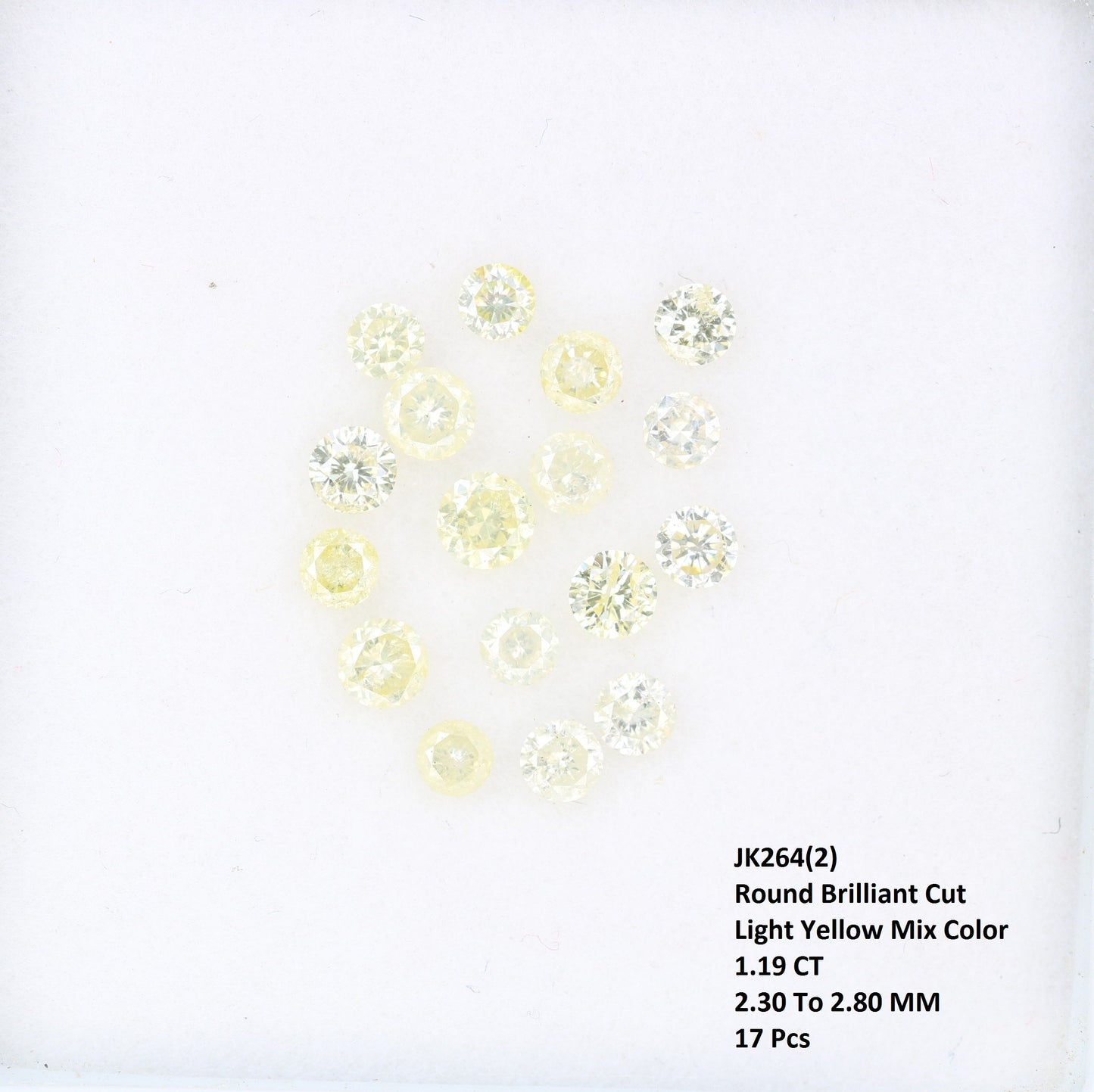 1.19 CT 2.30 To 2.80 MM Mix light Yellow Brilliant Cut Round Diamond For Engagement Ring - JayKrishna Diamond