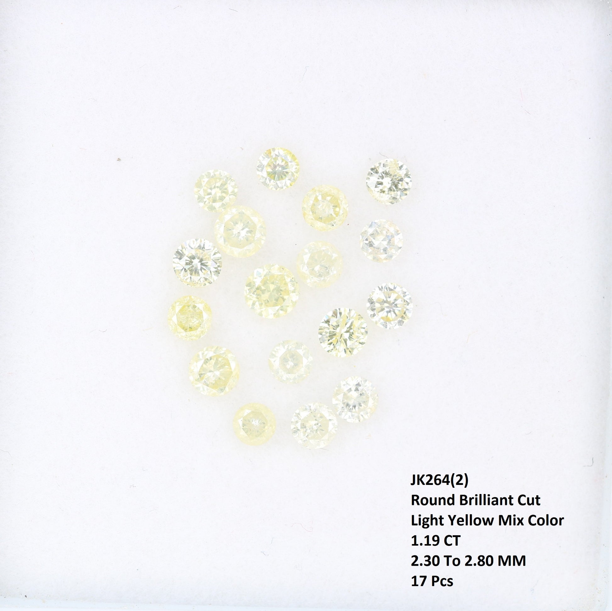 1.19 CT 2.30 To 2.80 MM Mix light Yellow Brilliant Cut Round Diamond For Engagement Ring - JayKrishna Diamond