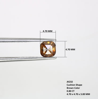 0.80 Carat 4.7 MM Natural Brown Color Cushion Cut Loose Diamond For Wedding Ring - JayKrishna Diamond
