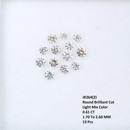 0.61 CT Round Brilliant Cut Light Mix Diamonds (1.70 to 2.60 MM) for an Elegant Engagement Ring: Unique Gemstone Collection - JayKrishna Diamond