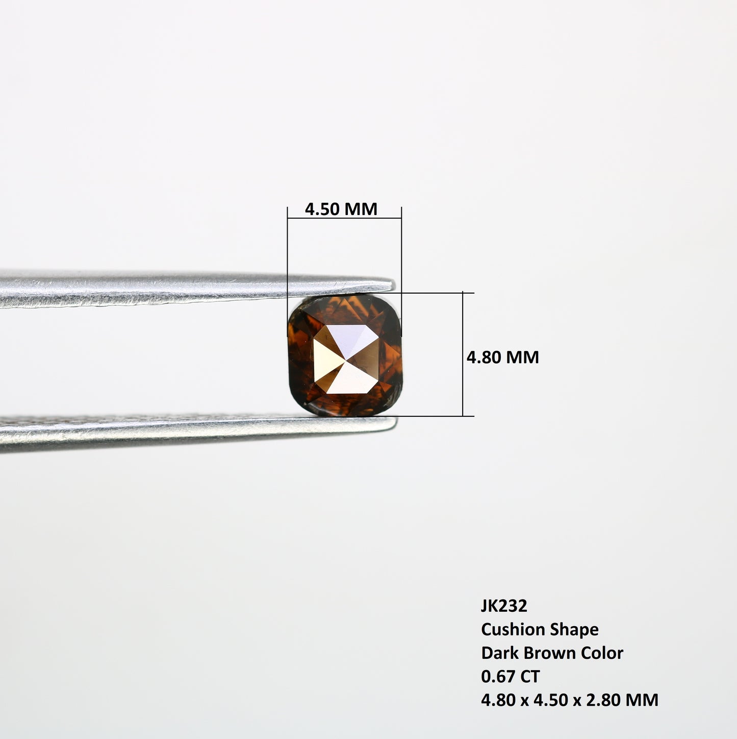 0.67 Carat 4.8 MM Cushion Shaped Fancy Brown Loose Diamond for Wedding Ring - Unique Gemstone for Custom Bridal Jewelry Designs - JayKrishna Diamond