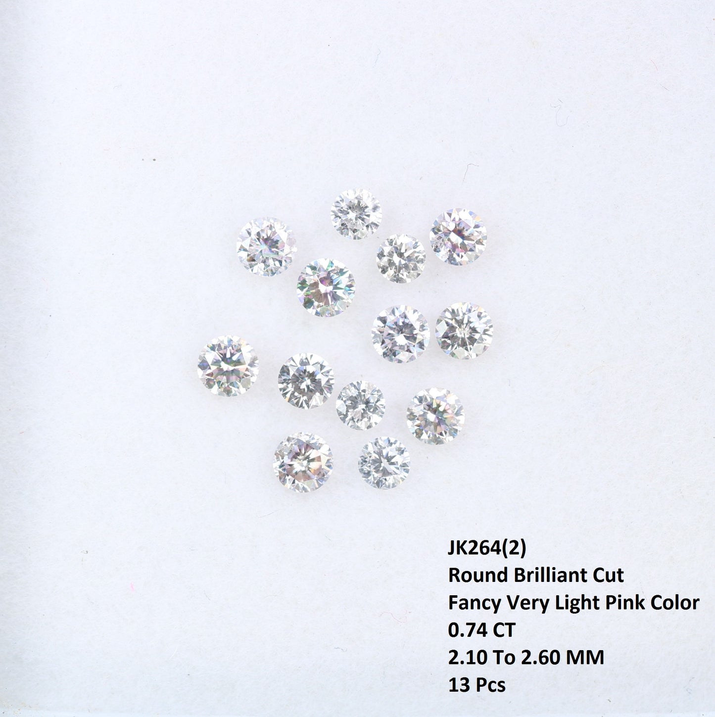 0.74 CT 2.10 To 2.60 MM Round Brilliant Cut Fancy Very Light Pink Diamond For Engagement Ring | Pendant | Bracelet | - JayKrishna Diamond