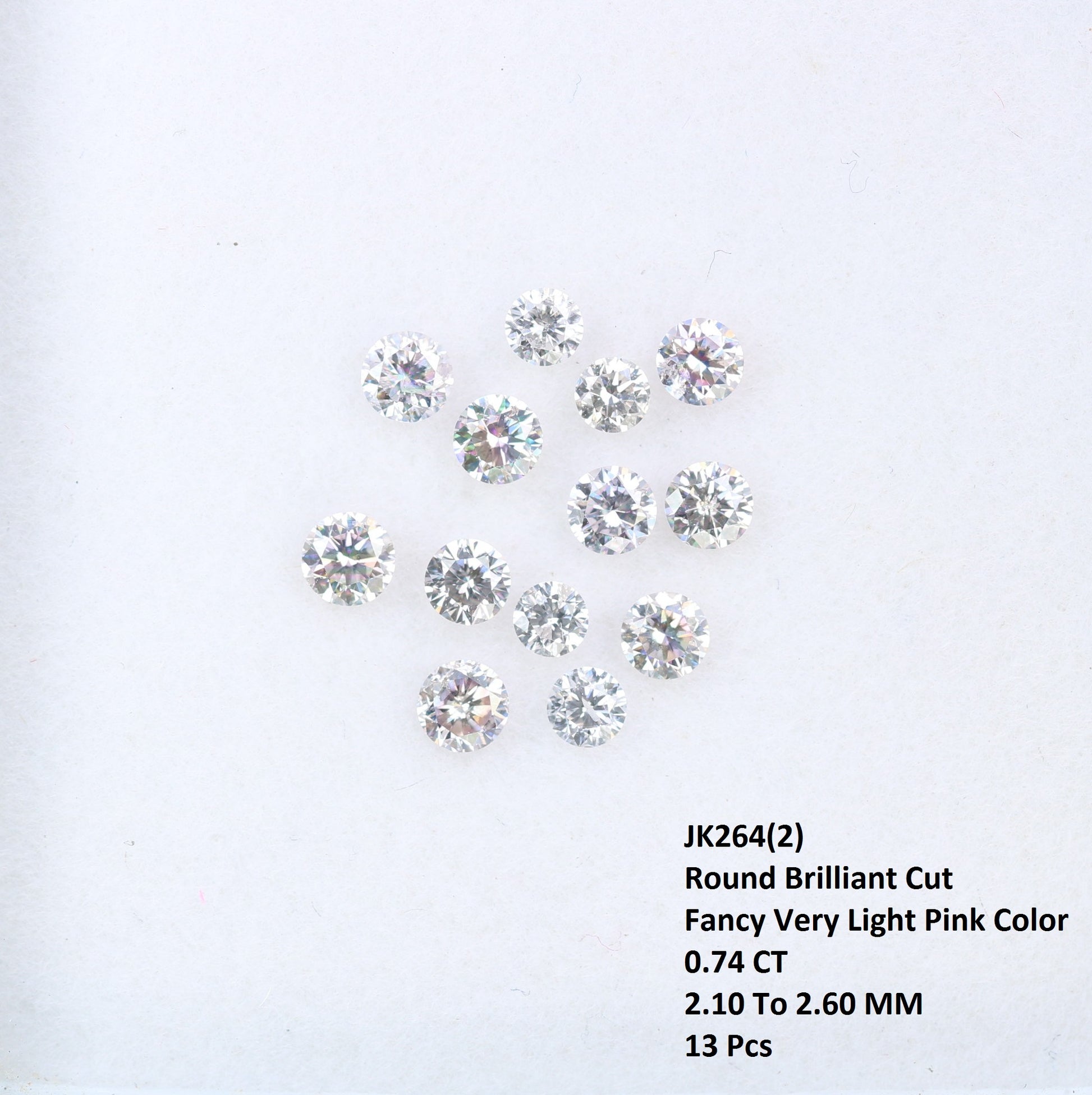 0.74 CT 2.10 To 2.60 MM Round Brilliant Cut Fancy Very Light Pink Diamond For Engagement Ring | Pendant | Bracelet | - JayKrishna Diamond