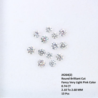 0.74 CT 2.10 To 2.60 MM Round Brilliant Cut Fancy Very Light Pink Diamond For Engagement Ring | Pendant | Bracelet | - JayKrishna Diamond