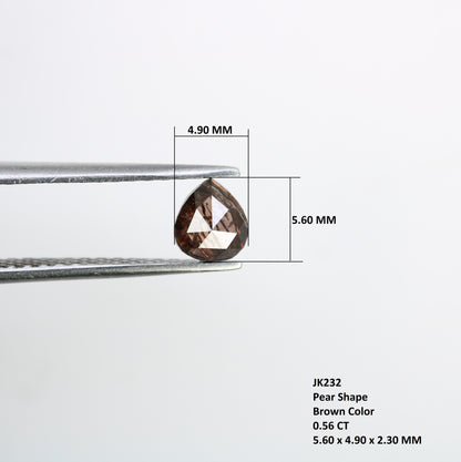 0.56 Carat Natural Brown Pear-Shaped Diamond – Perfect Loose Gemstone for Rustic Wedding Rings - JayKrishna Diamond
