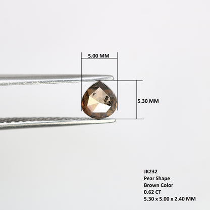 0.62 CT Pear Cut Loose Natural Brown Diamond (5.3 MM) for a One-of-a-Kind Galaxy Ring: Exquisite Gemstone Jewelry Piece - JayKrishna Diamond