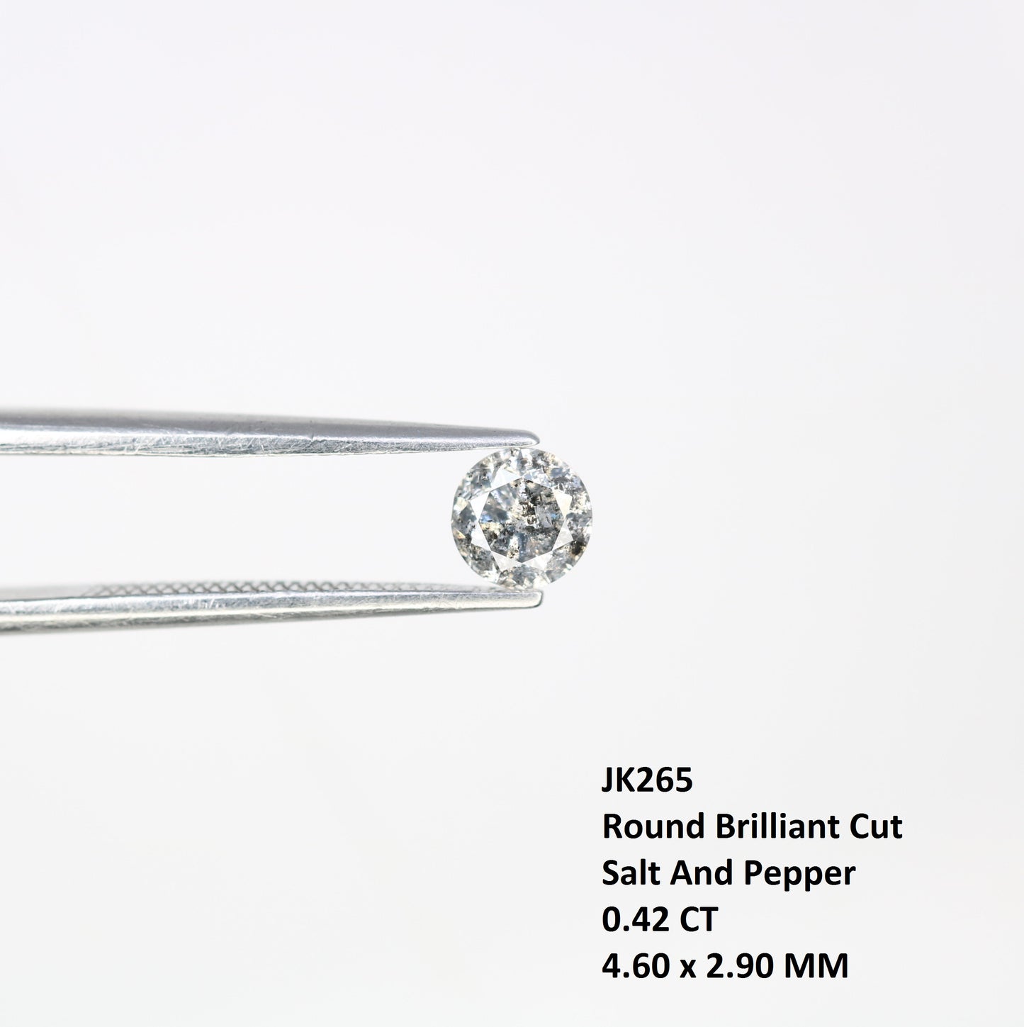 Unique 0.42 CT Salt & Pepper Round Brilliant Cut Diamond | Perfect for Engagement Rings | 4.60 x 2.90 MM - JayKrishna Diamond
