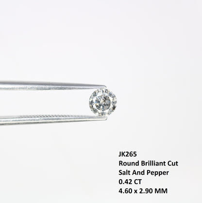 Unique 0.42 CT Salt & Pepper Round Brilliant Cut Diamond | Perfect for Engagement Rings | 4.60 x 2.90 MM - JayKrishna Diamond