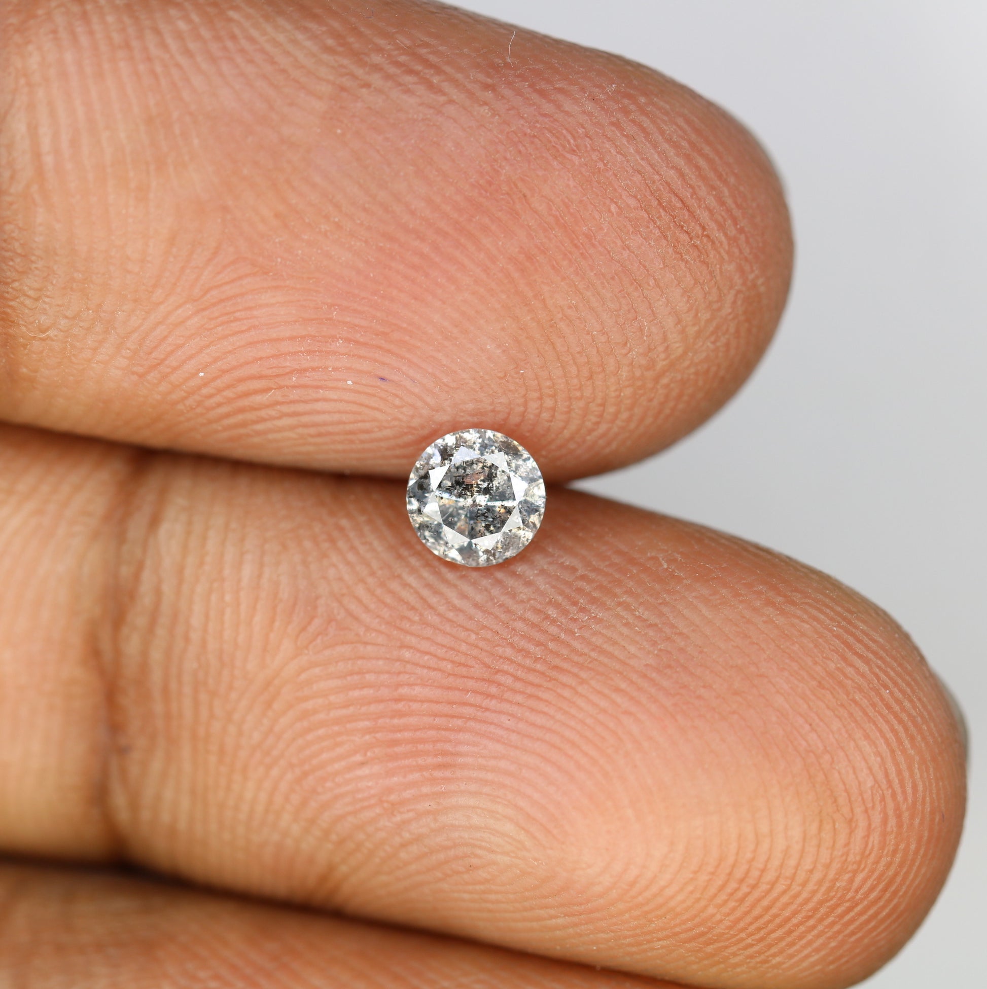 Unique 0.42 CT Salt & Pepper Round Brilliant Cut Diamond | Perfect for Engagement Rings | 4.60 x 2.90 MM - JayKrishna Diamond