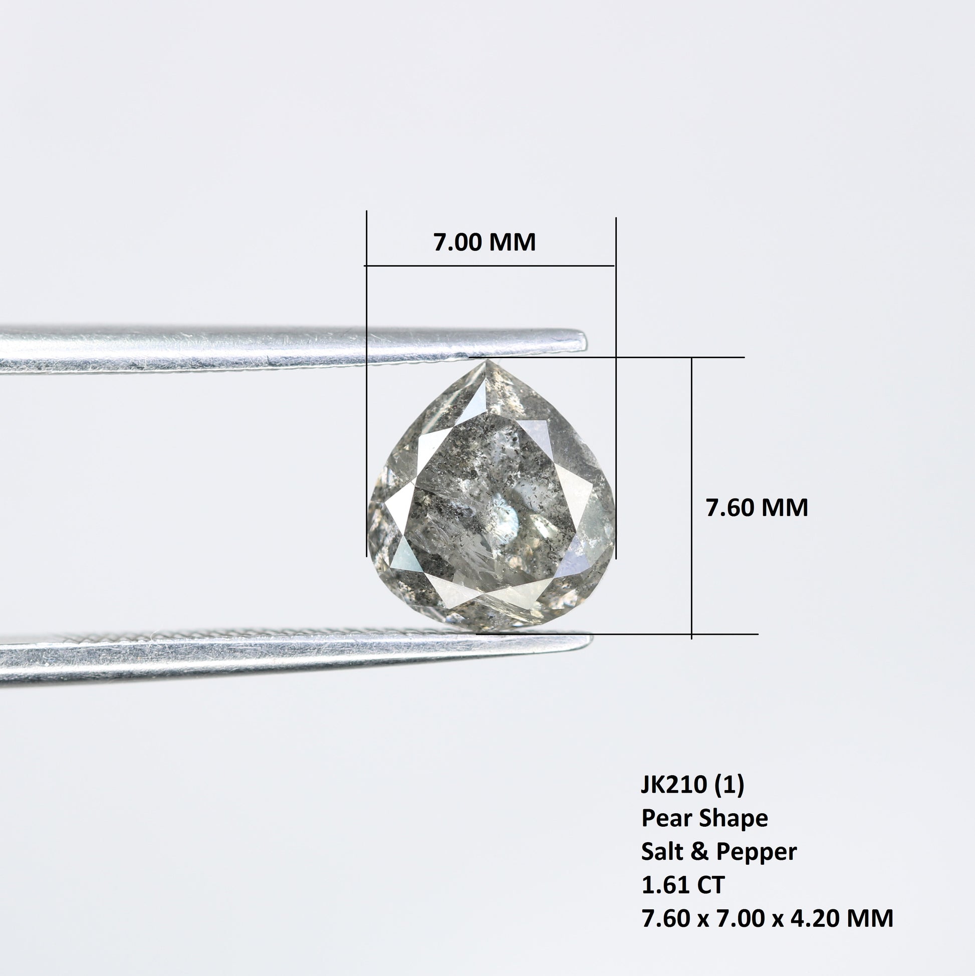 1.61 CT 7.60 MM Pear Shape Salt And Pepper Diamond - JayKrishna Diamond
