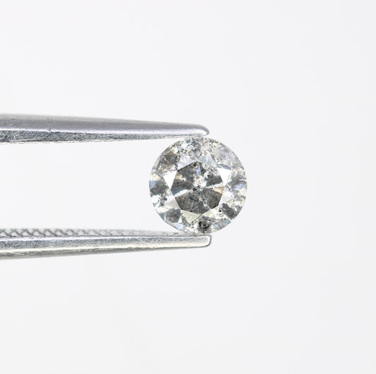 0.41 CT 4.50 x 3.00 MM Round Salt And Pepper Loose Brilliant Cut Diamond For Engagement Ring - JayKrishna Diamond