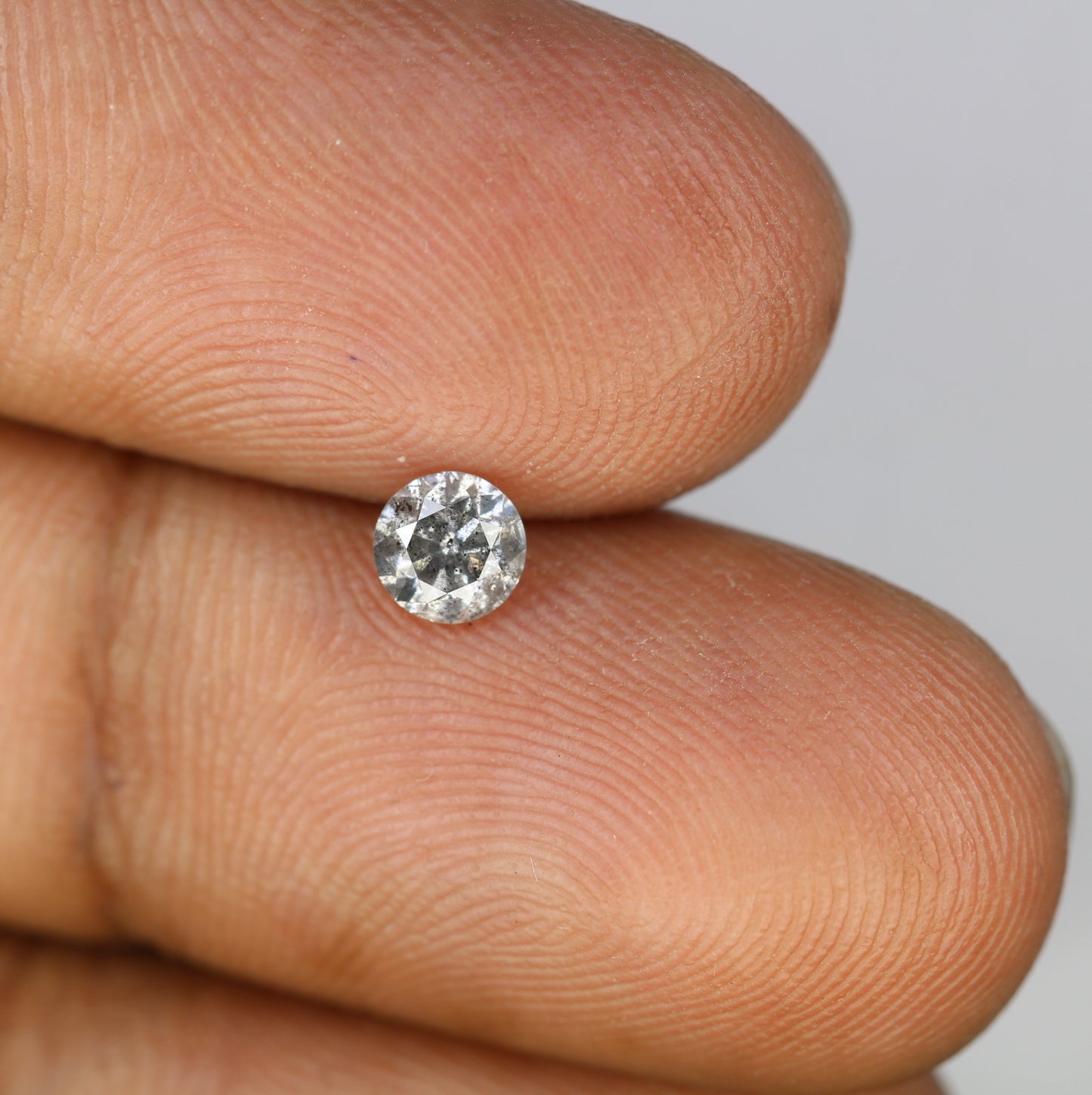 0.41 CT 4.50 x 3.00 MM Round Salt And Pepper Loose Brilliant Cut Diamond For Engagement Ring - JayKrishna Diamond