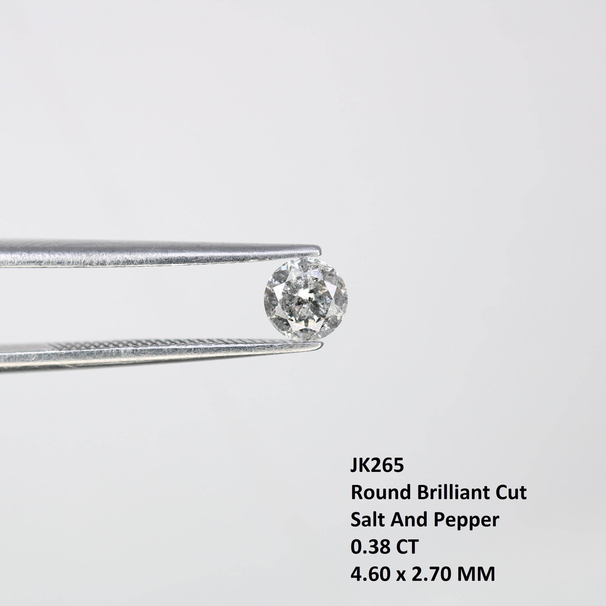 Unique 0.38 CT Salt & Pepper Round Brilliant Cut Diamond | Perfect for Engagement Rings | 4.60 MM - JayKrishna Diamond