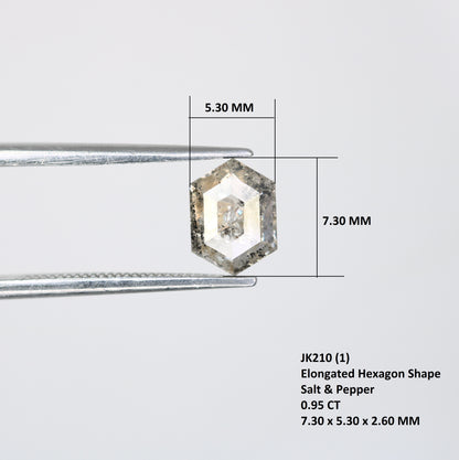 0.95 CT 7.30 MM Elongated Hexagon Shape Salt And Pepper Diamond - JayKrishna Diamond
