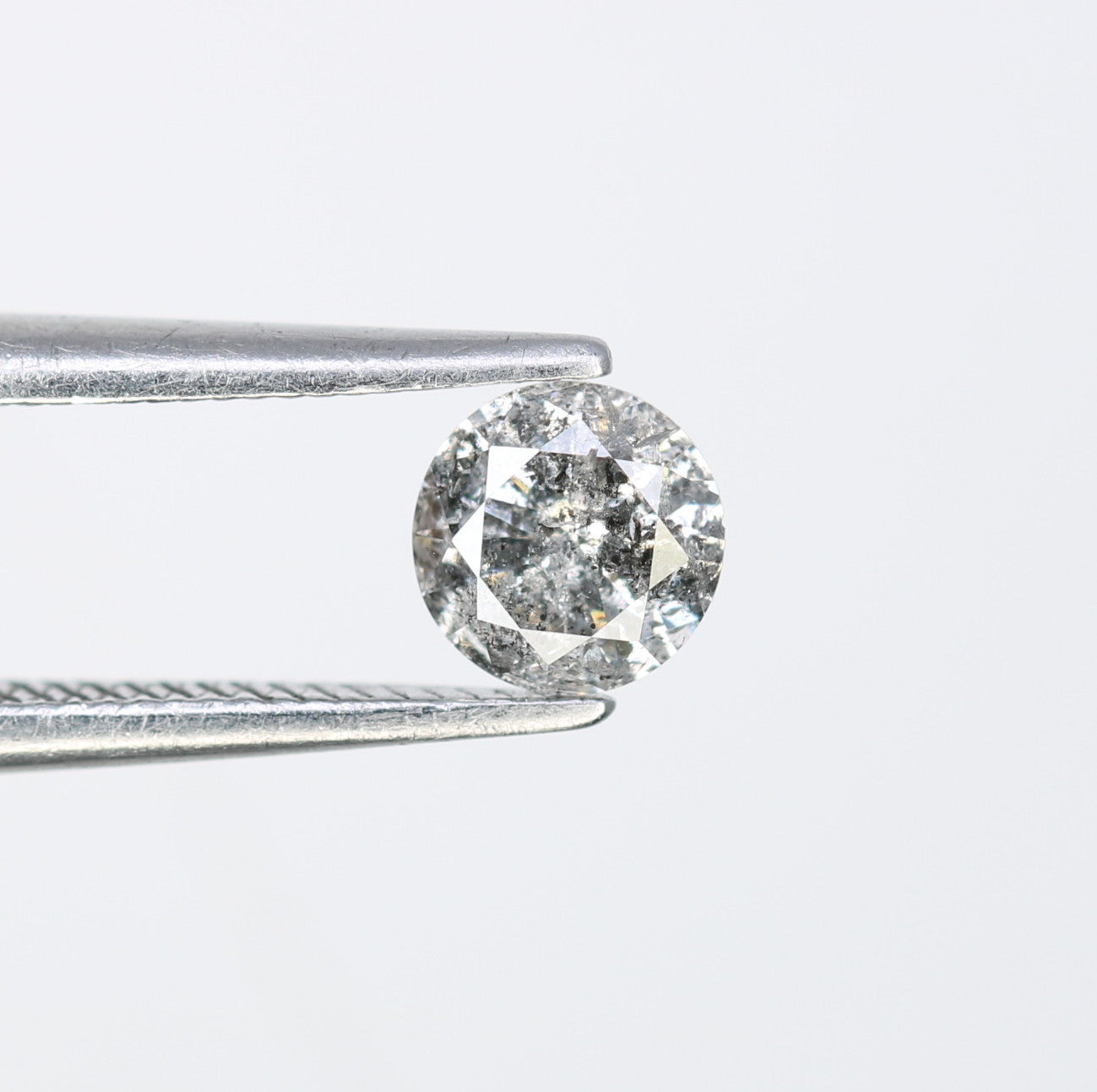 Unique 0.42 CT Salt & Pepper Round Brilliant Cut Diamond | Perfect for Engagement Rings | 4.80 x 2.90 MM - JayKrishna Diamond