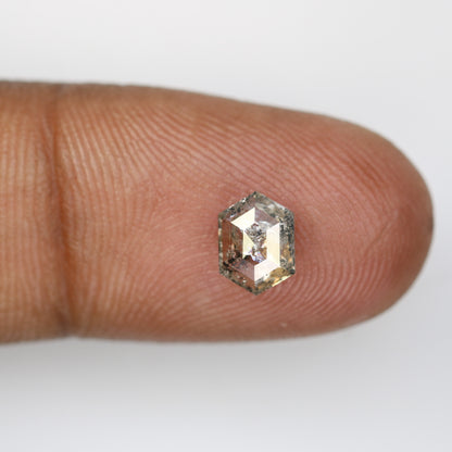 0.95 CT 7.30 MM Elongated Hexagon Shape Salt And Pepper Diamond - JayKrishna Diamond