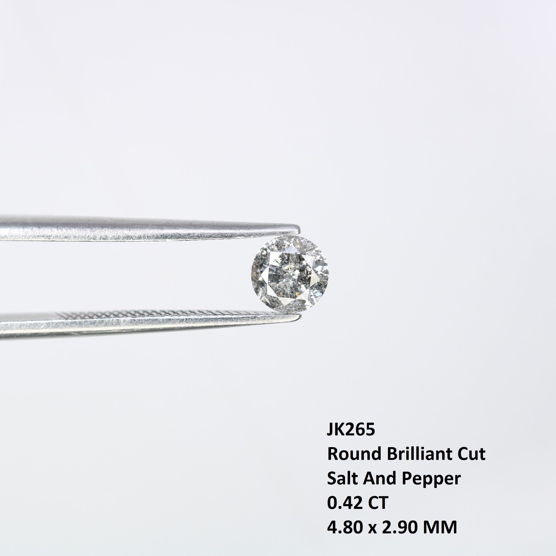 Unique 0.42 CT Salt & Pepper Round Brilliant Cut Diamond | Perfect for Engagement Rings | 4.80 x 2.90 MM - JayKrishna Diamond