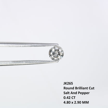 Unique 0.42 CT Salt & Pepper Round Brilliant Cut Diamond | Perfect for Engagement Rings | 4.80 x 2.90 MM - JayKrishna Diamond