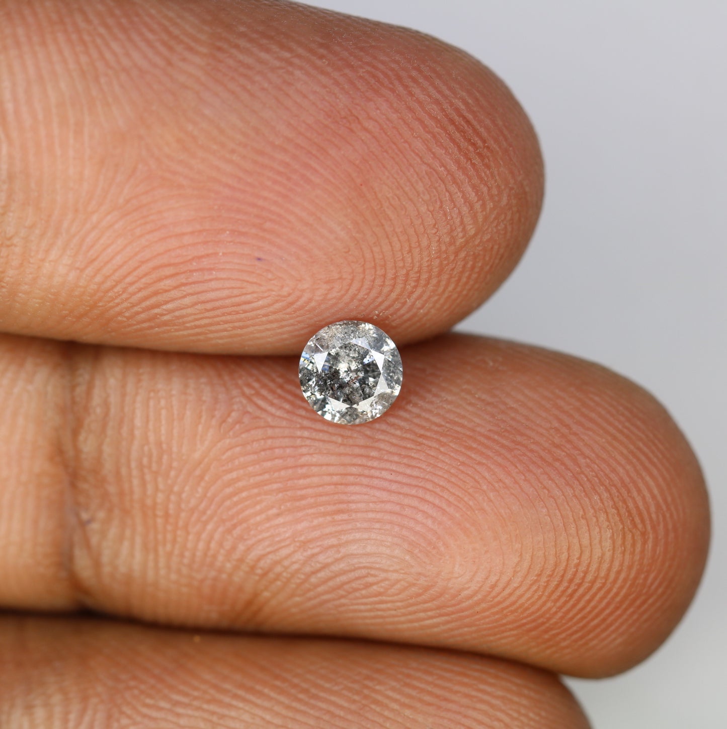 Unique 0.42 CT Salt & Pepper Round Brilliant Cut Diamond | Perfect for Engagement Rings | 4.80 x 2.90 MM - JayKrishna Diamond