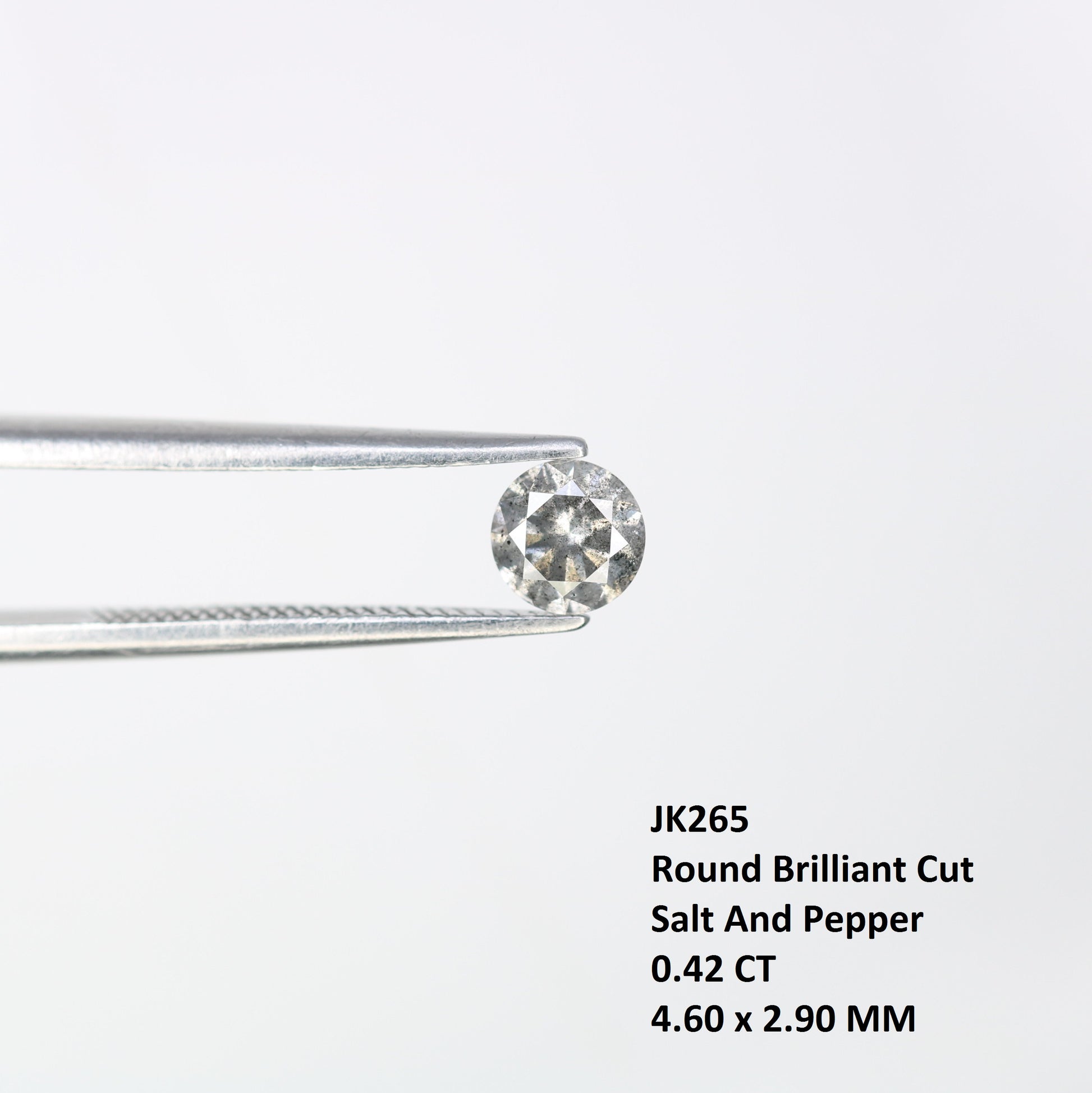 Unique 0.42 CT Salt & Pepper Round Brilliant Cut Diamond | Perfect for Engagement Rings | 4.60 x 2.90 MM - JayKrishna Diamond